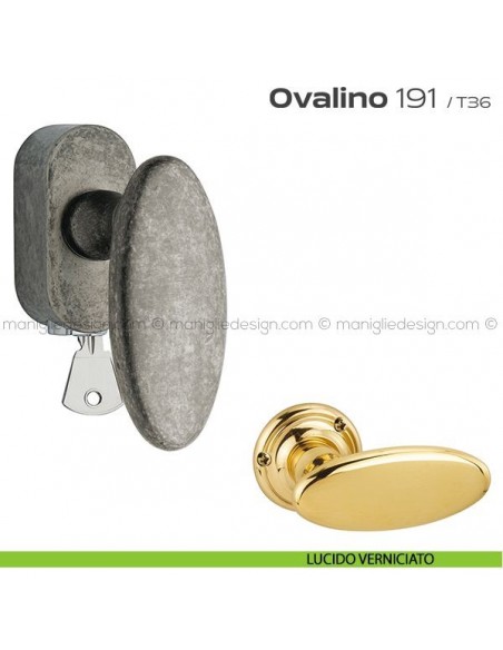 Maniglia per finestra martellina DK con chiave su placca 191 Ovalino Reguitti lucido verniciato