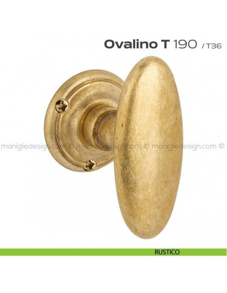 Pomolo ovale girevole per porta 190 Ovalino a T Reguitti rustico