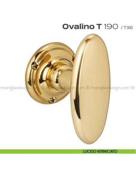 Pomolo ovale girevole per porta 190 Ovalino a T Reguitti lucido verniciato