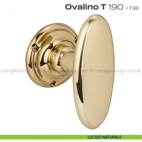 Pomolo ovale girevole per porta 190 Ovalino a T Reguitti lucido naturale