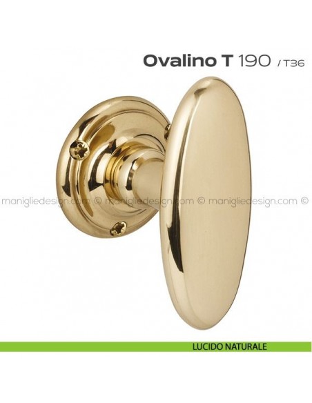 Pomolo ovale girevole per porta 190 Ovalino a T Reguitti lucido naturale