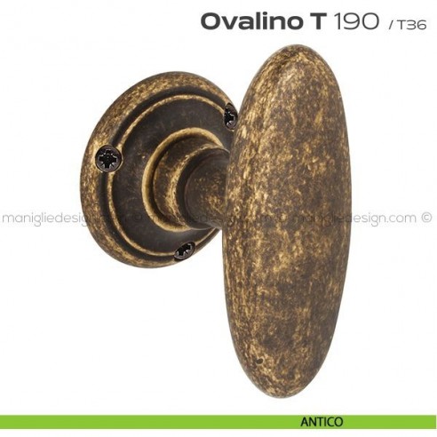 Pomolo ovale girevole per porta 190 Ovalino a T Reguitti antico