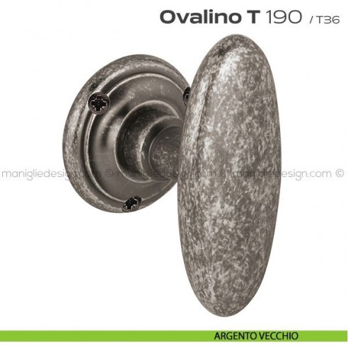 Pomolo ovale girevole per porta 190 Ovalino a T Reguitti argento vecchio