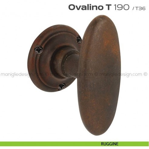 Pomolo ovale girevole per porta 190 Ovalino a T Reguitti ruggine
