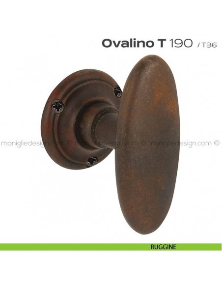 Pomolo ovale girevole per porta 190 Ovalino a T Reguitti ruggine