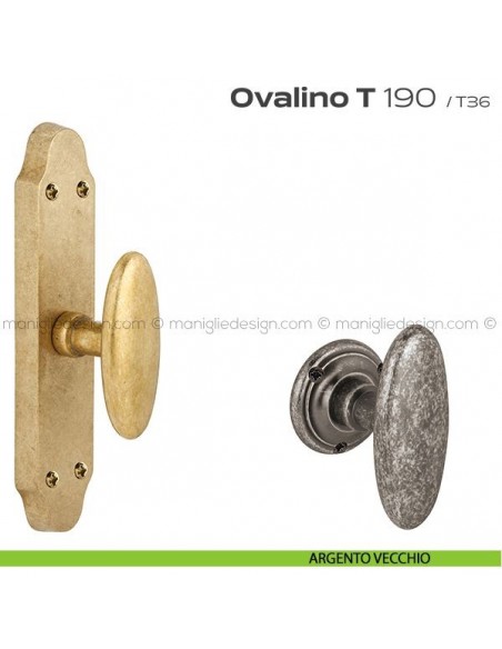 Maniglia per finestra cremonese 190 Ovalino a T Reguitti argento vecchio