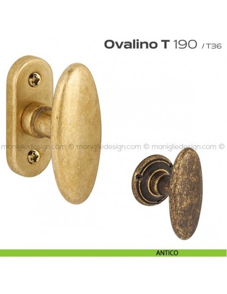 Maniglia martellina per finestra 190 Ovalino a T Reguitti antico