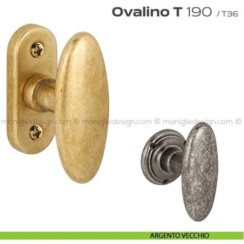 Maniglia martellina per finestra 190 Ovalino a T Reguitti argento vecchio