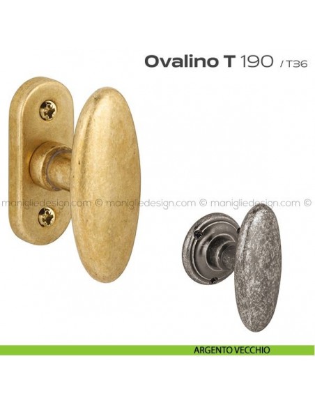 Maniglia martellina per finestra 190 Ovalino a T Reguitti argento vecchio