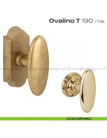 Maniglia per finestra martellina DK 190 Ovalino T Reguitti lucido naturale