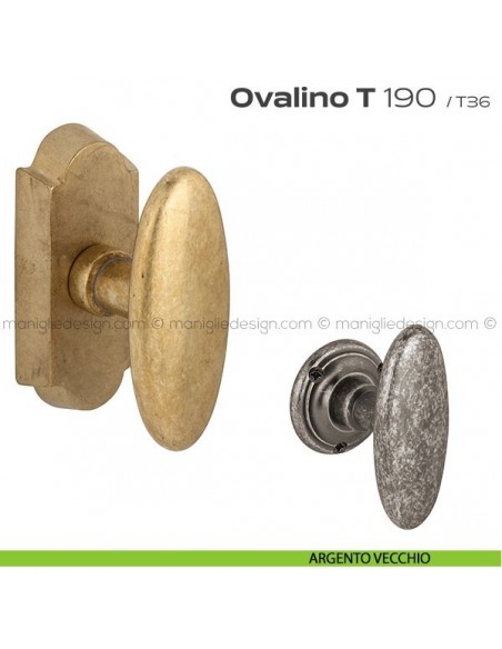 Maniglia per finestra martellina DK 190 Ovalino T Reguitti argento vecchio