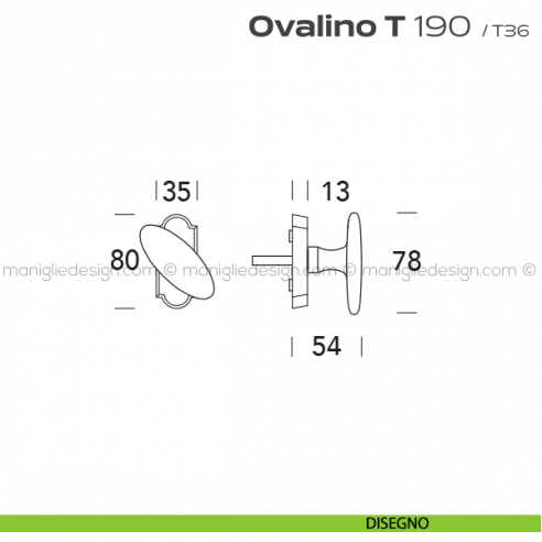 Maniglia per finestra martellina DK 190 Ovalino T Reguitti disegno