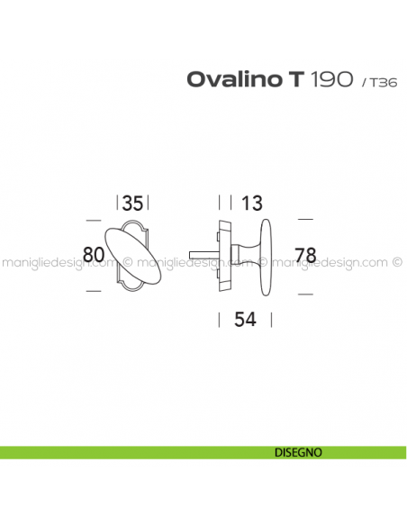 Maniglia per finestra martellina DK 190 Ovalino T Reguitti disegno