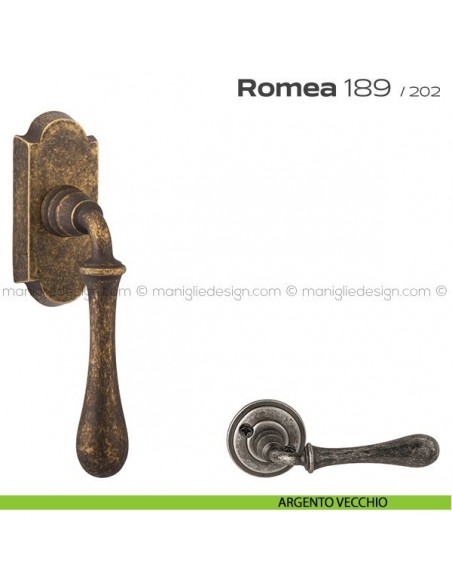 Maniglia per finestra martellina DK 189 Romea Reguitti argento vecchio