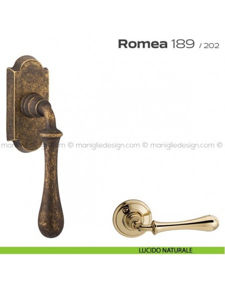 Maniglia per finestra martellina DK 189 Romea Reguitti lucido naturale