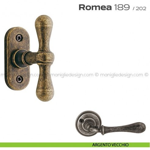 Maniglia per finestra martellina 189 Romea Reguitti argento vecchio