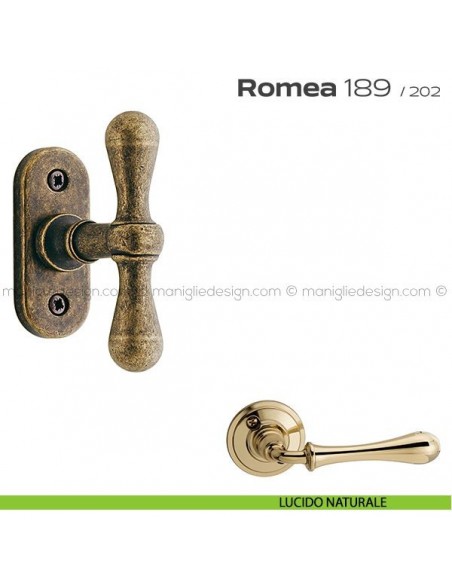 Maniglia per finestra martellina 189 Romea Reguitti lucido naturale