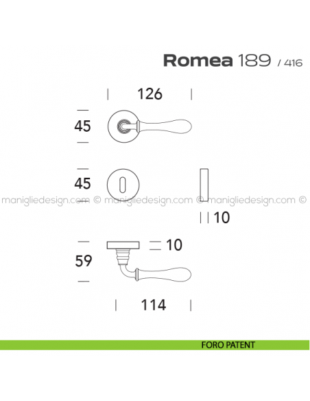 Maniglia per porta 189 Romea Reguitti foro patent