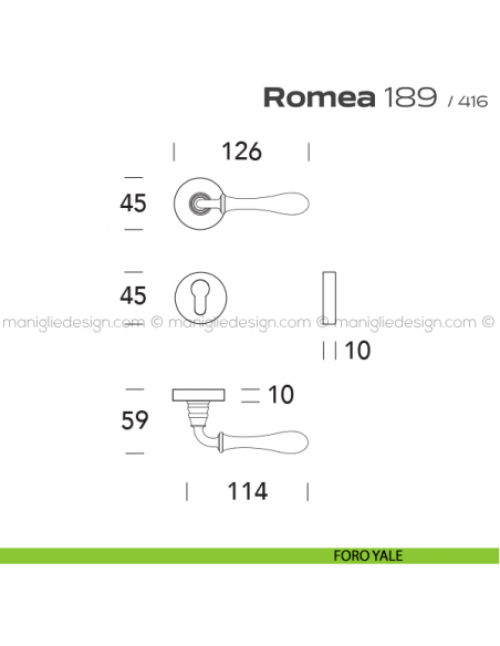 Maniglia per porta 189 Romea Reguitti foro yale