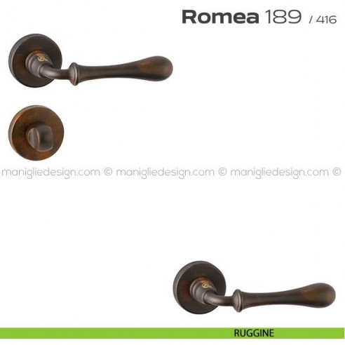 Maniglia per porta con nottolino 189 Romea Reguitti ruggine