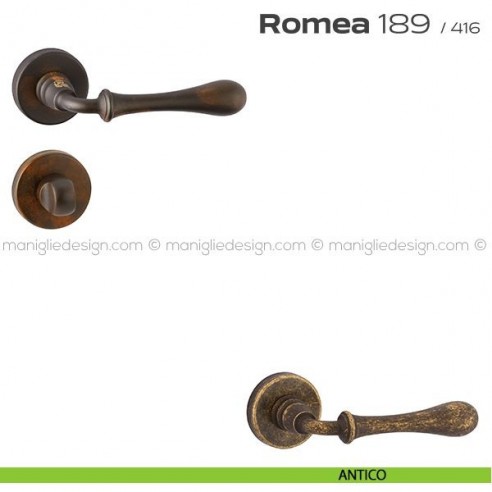 Maniglia per porta con nottolino 189 Romea Reguitti antico