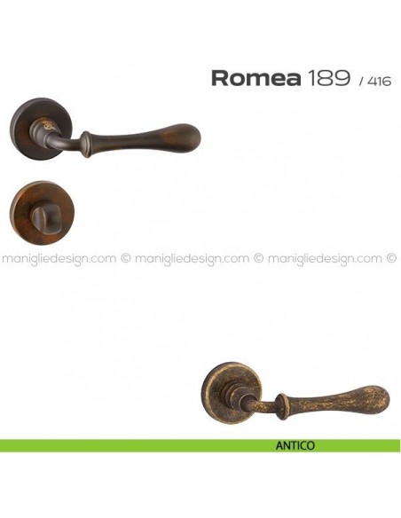 Maniglia per porta con nottolino 189 Romea Reguitti antico