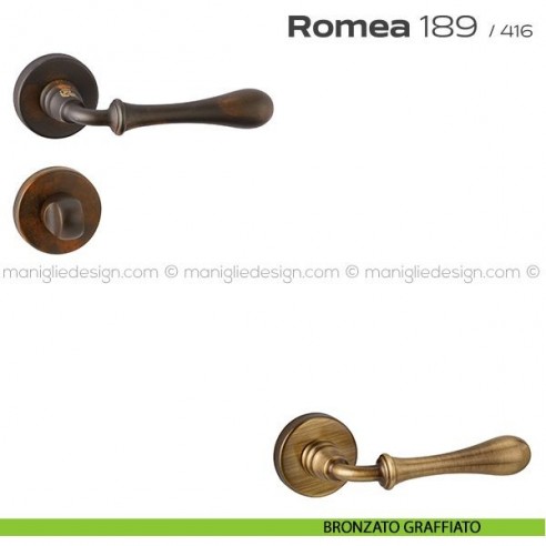 Maniglia per porta con nottolino 189 Romea Reguitti bronzato graffiato