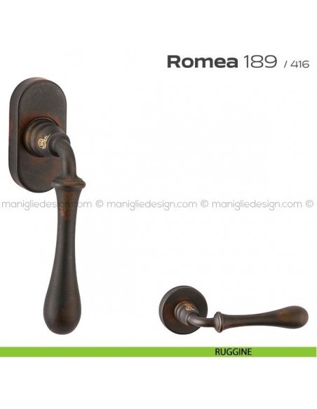 Maniglia martellina DK per finestra 189 Romea Reguitti ruggine