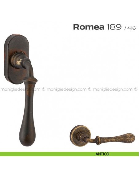 Maniglia martellina DK per finestra 189 Romea Reguitti antico