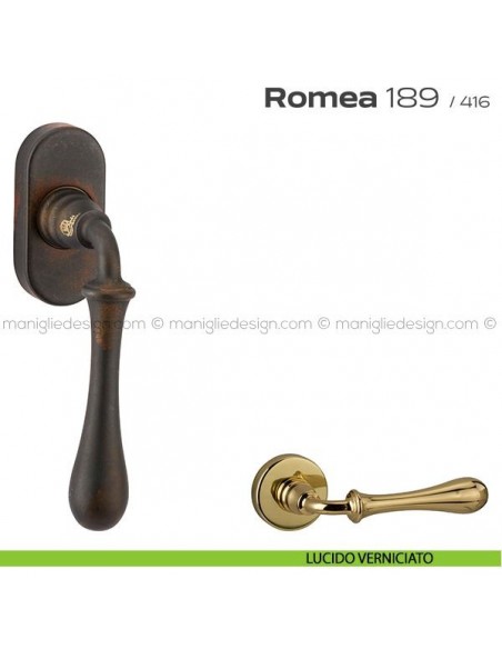 Maniglia martellina DK per finestra 189 Romea Reguitti lucido verniciato