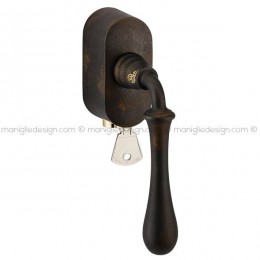Maniglia per finestra martellina DK con chiave su placca 189 Romea Reguitti