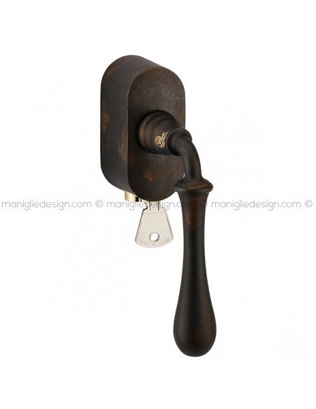 Maniglia per finestra martellina DK con chiave su placca 189 Romea Reguitti