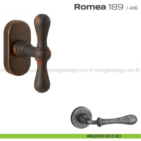 Maniglia martellina per finestra 189 Romea Reguitti argento vecchio