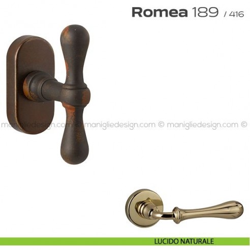 Maniglia martellina per finestra 189 Romea Reguitti lucido naturale