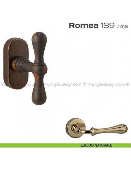 Maniglia martellina per finestra 189 Romea Reguitti lucido naturale