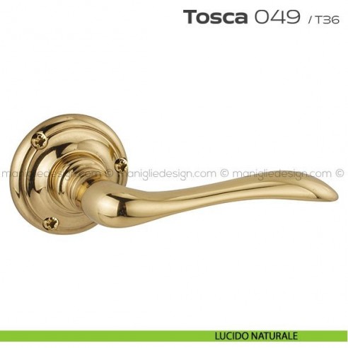 Maniglia per porta 049 Tosca Reguitti con viti a vista lucido naturale