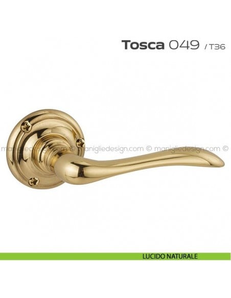 Maniglia per porta 049 Tosca Reguitti con viti a vista lucido naturale