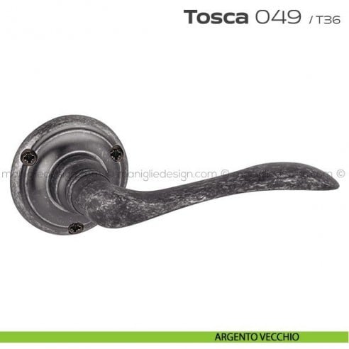 Maniglia per porta 049 Tosca Reguitti con viti a vista argento vecchio