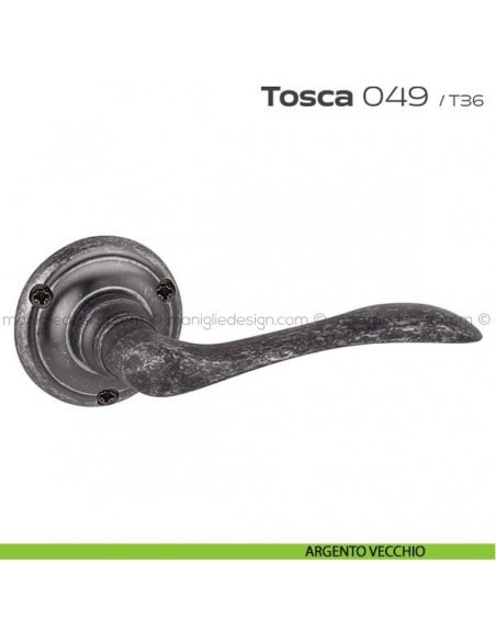 Maniglia per porta 049 Tosca Reguitti con viti a vista argento vecchio