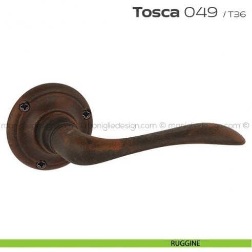 Maniglia per porta 049 Tosca Reguitti con viti a vista ruggine