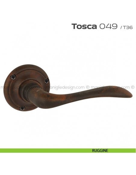 Maniglia per porta 049 Tosca Reguitti con viti a vista ruggine
