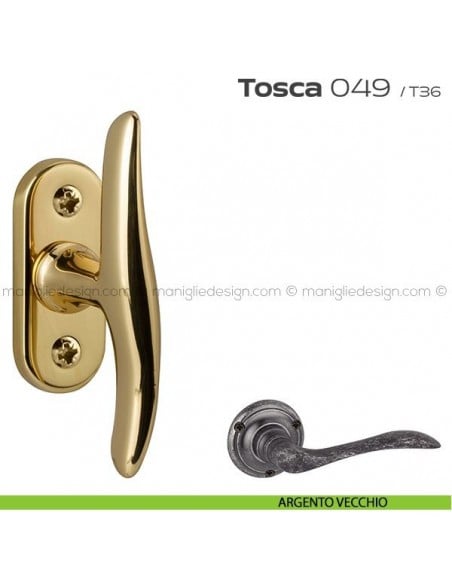 Maniglia per finestra martellina 049 Tosca Reguitti argento vecchio