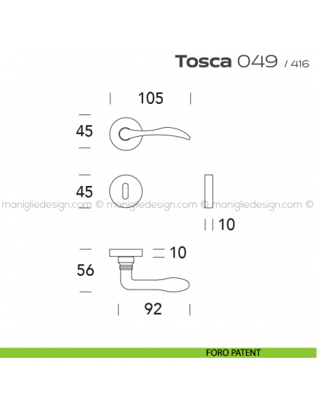 Maniglia per porta 049 Tosca Reguitti foro patent