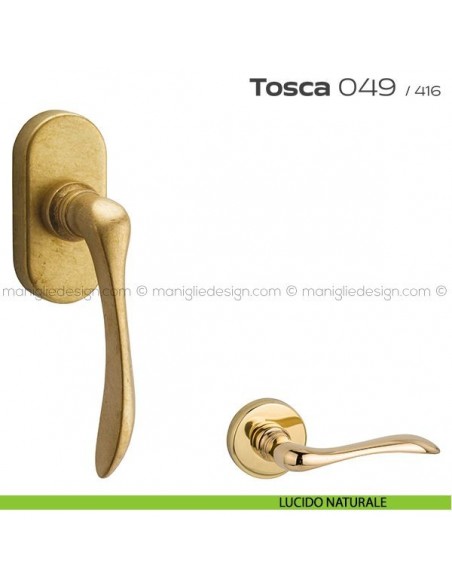 Maniglia martellina DK per finestra 049 Tosca Reguitti lucido naturale