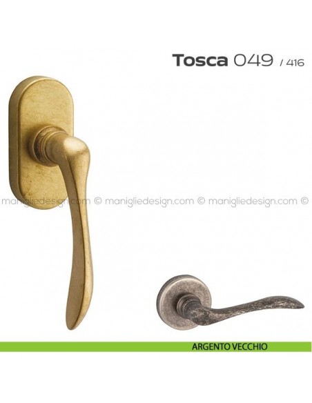 Maniglia martellina DK per finestra 049 Tosca Reguitti argento vecchio