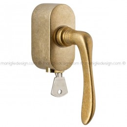 Maniglia per finestra martellina DK con chiave su placca 049 Tosca Reguitti