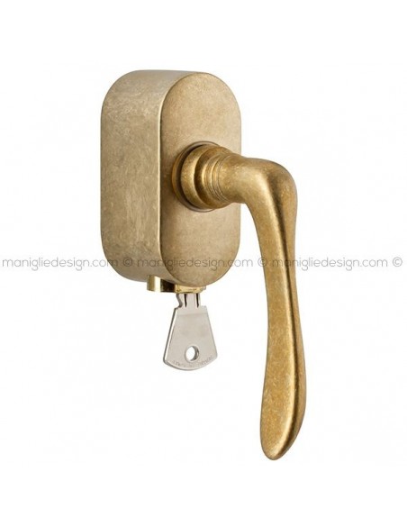 Maniglia per finestra martellina DK con chiave su placca 049 Tosca Reguitti