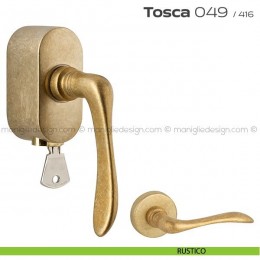 Maniglia per finestra martellina DK con chiave su placca 049 Tosca Reguitti 2