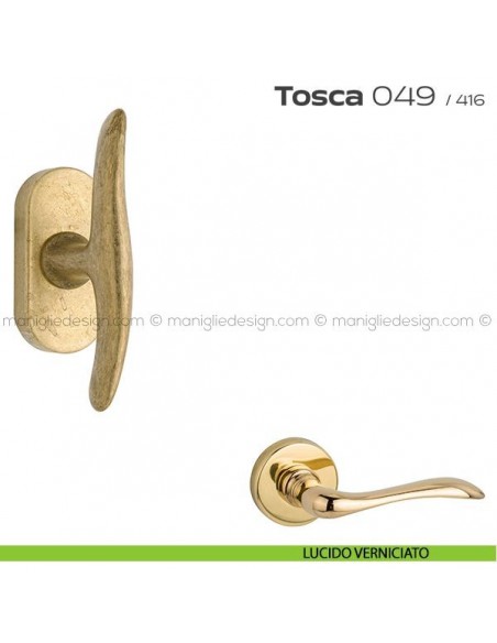 Maniglia per finestra martellina DK impugnatura a T 049 Tosca Reguitti lucido verniciato