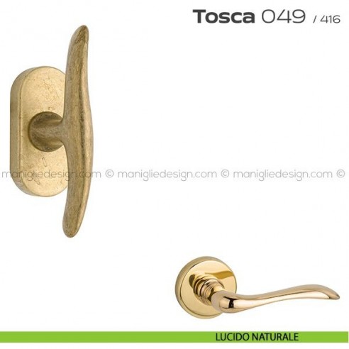 Maniglia per finestra martellina DK impugnatura a T 049 Tosca Reguitti lucido naturale